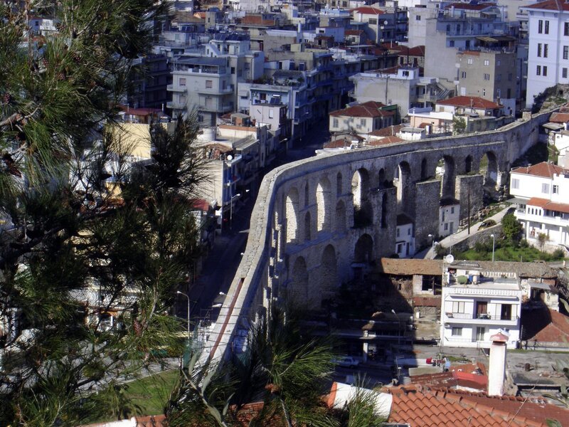 Ancient aqueduct in a city