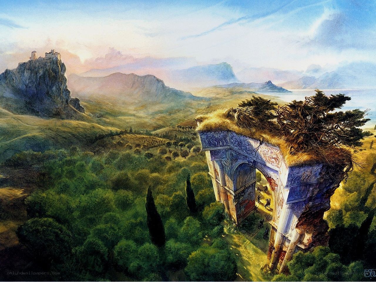 Ancient Arch in a Verdant Valley