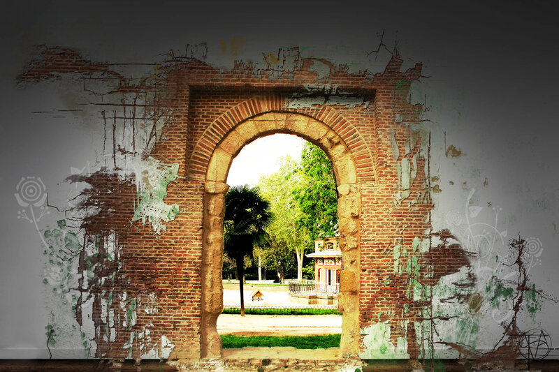 ancient archway in a park