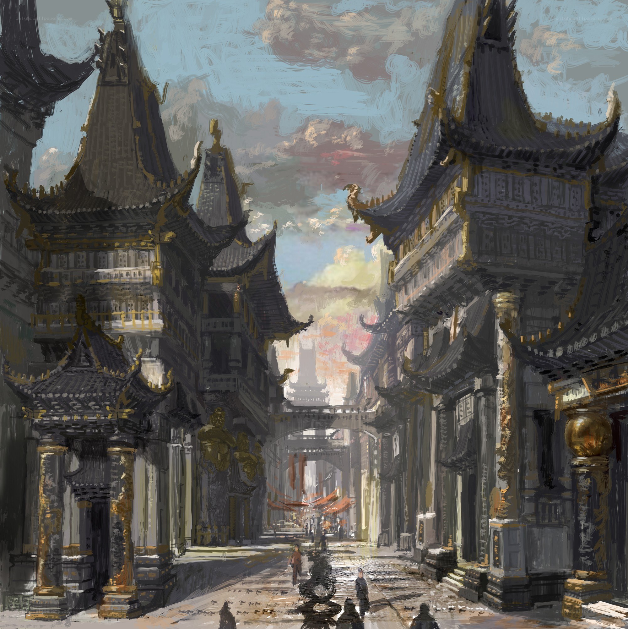 ancient asian city street