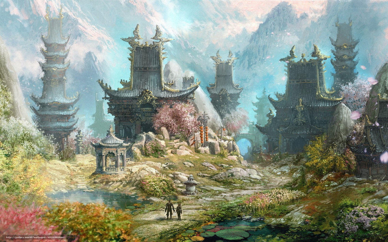 Ancient Asian temple village