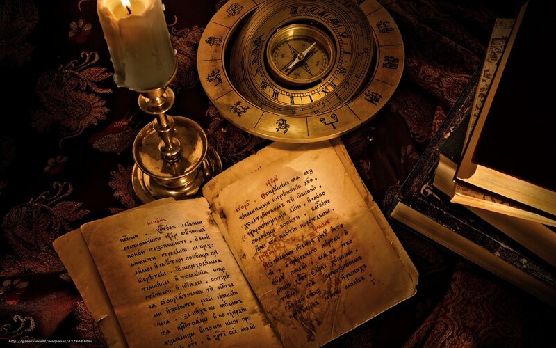 ancient book and compass
