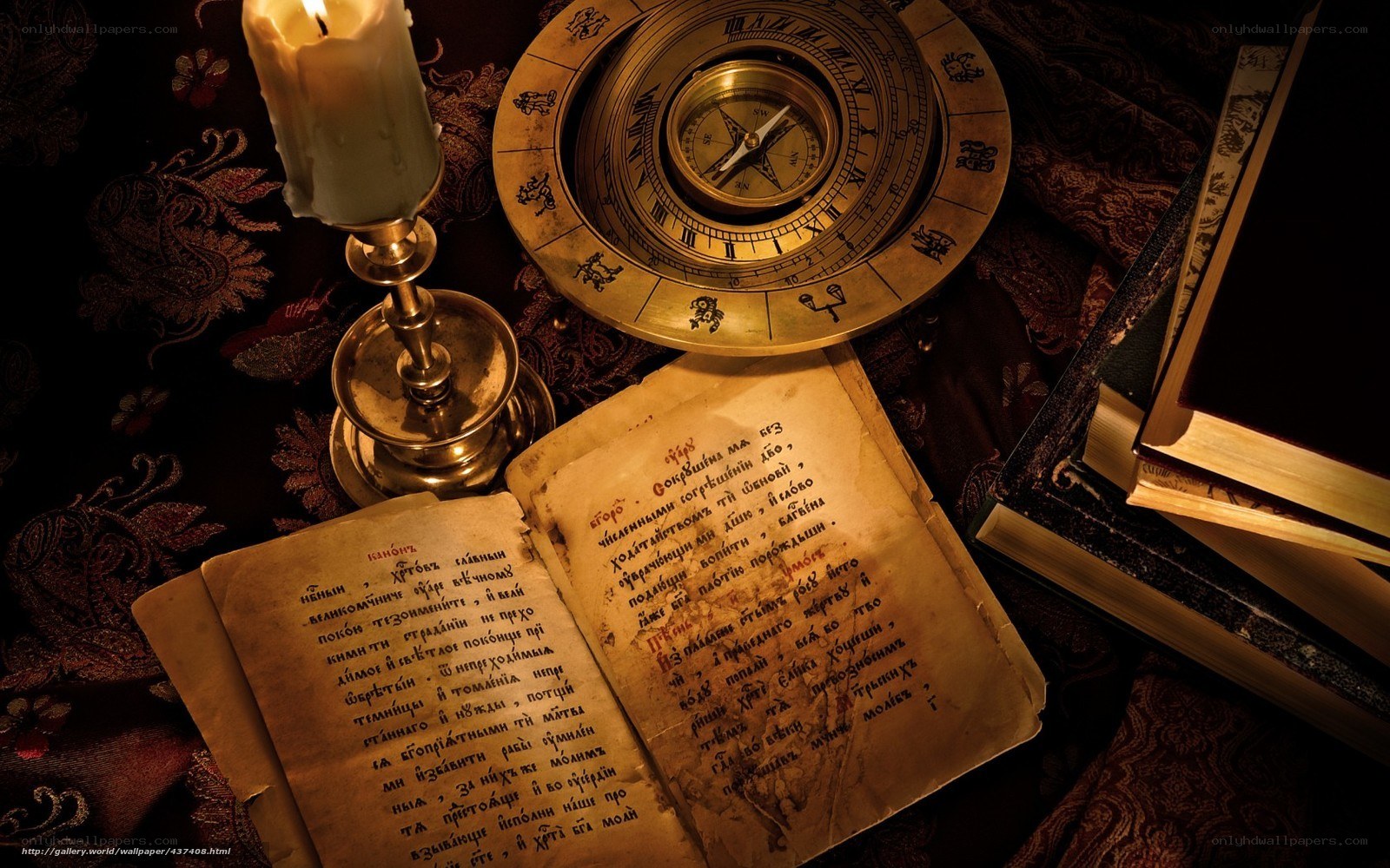 ancient book and compass