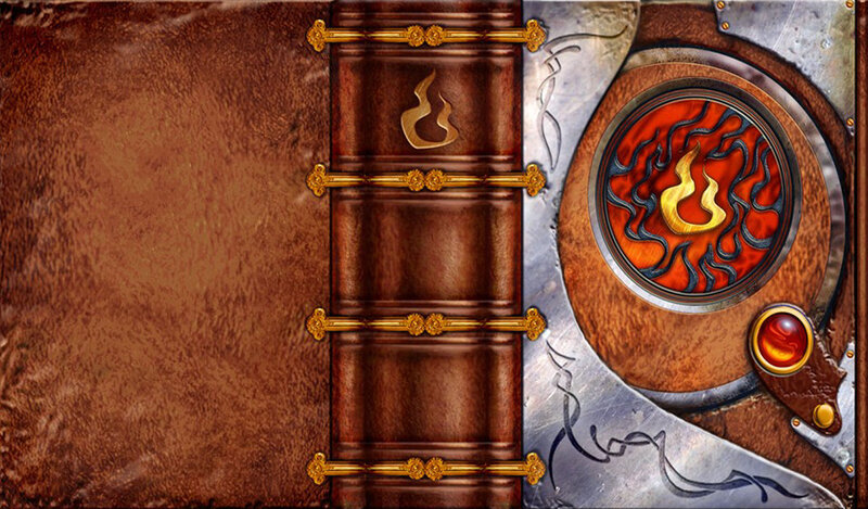 Ancient Book with Fire Symbol