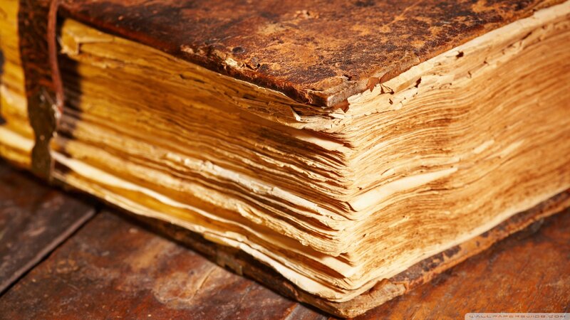 Ancient Book with Worn Pages — Brown