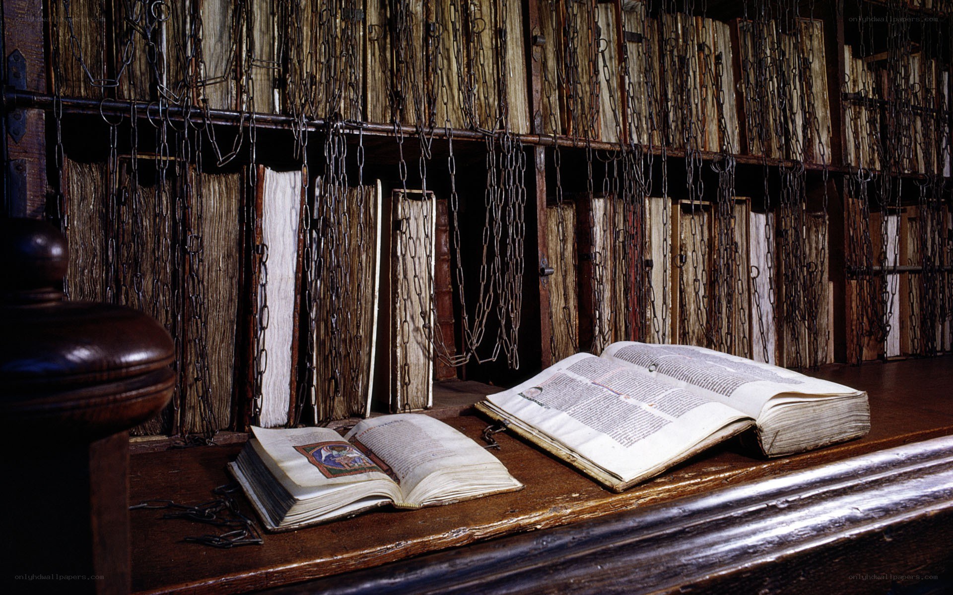 ancient books in a library