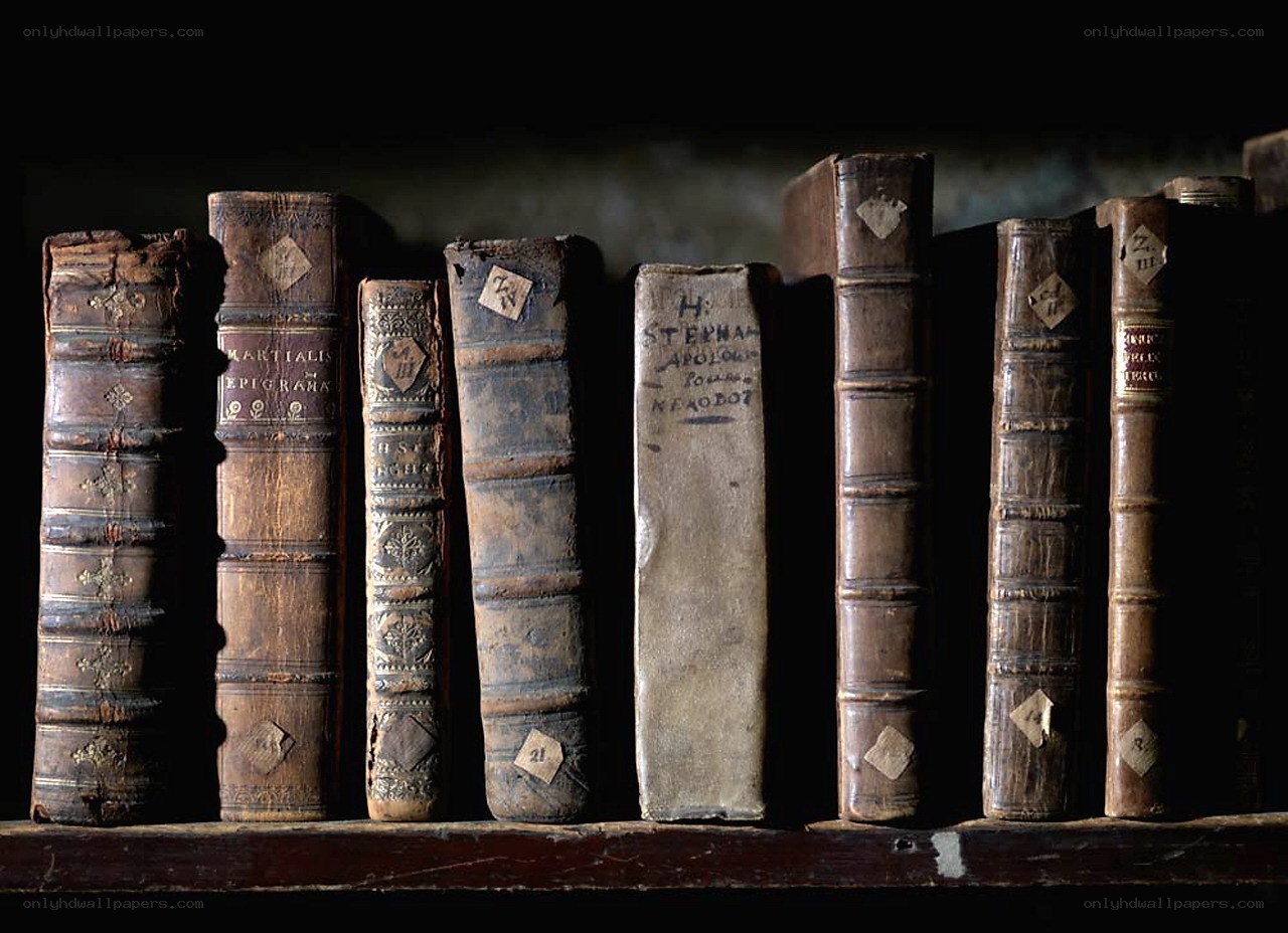 ancient books on a shelf