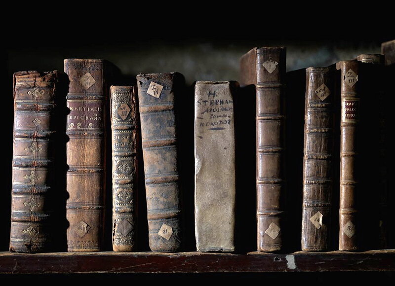 Ancient Books on Shelf — Brown