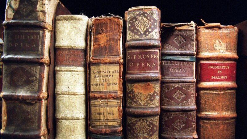 Ancient Books on Shelf