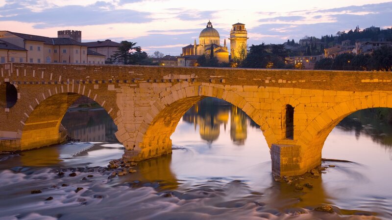 Ancient bridge at dusk