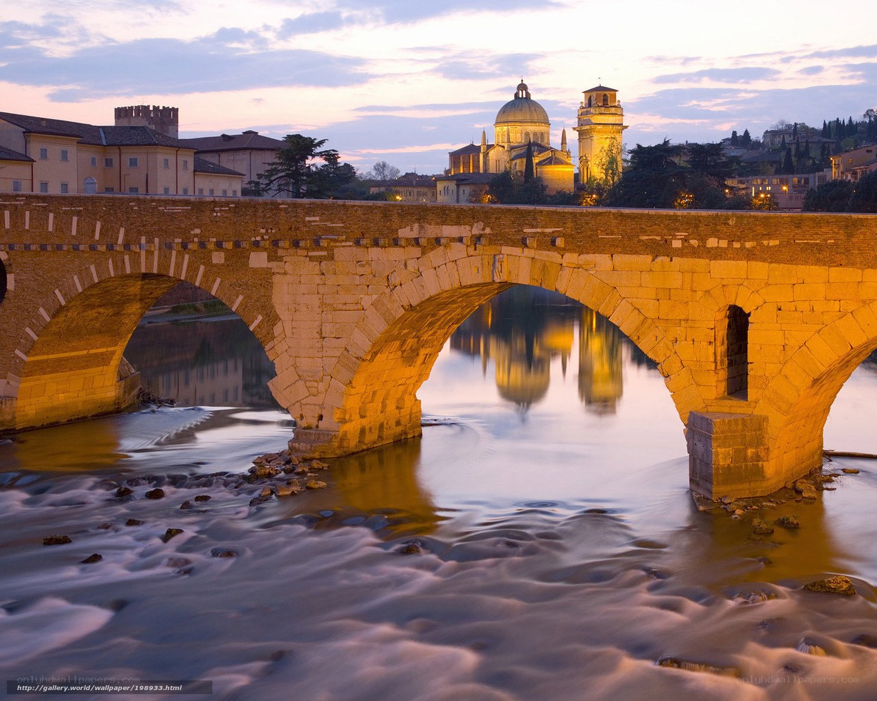 Ancient bridge at dusk