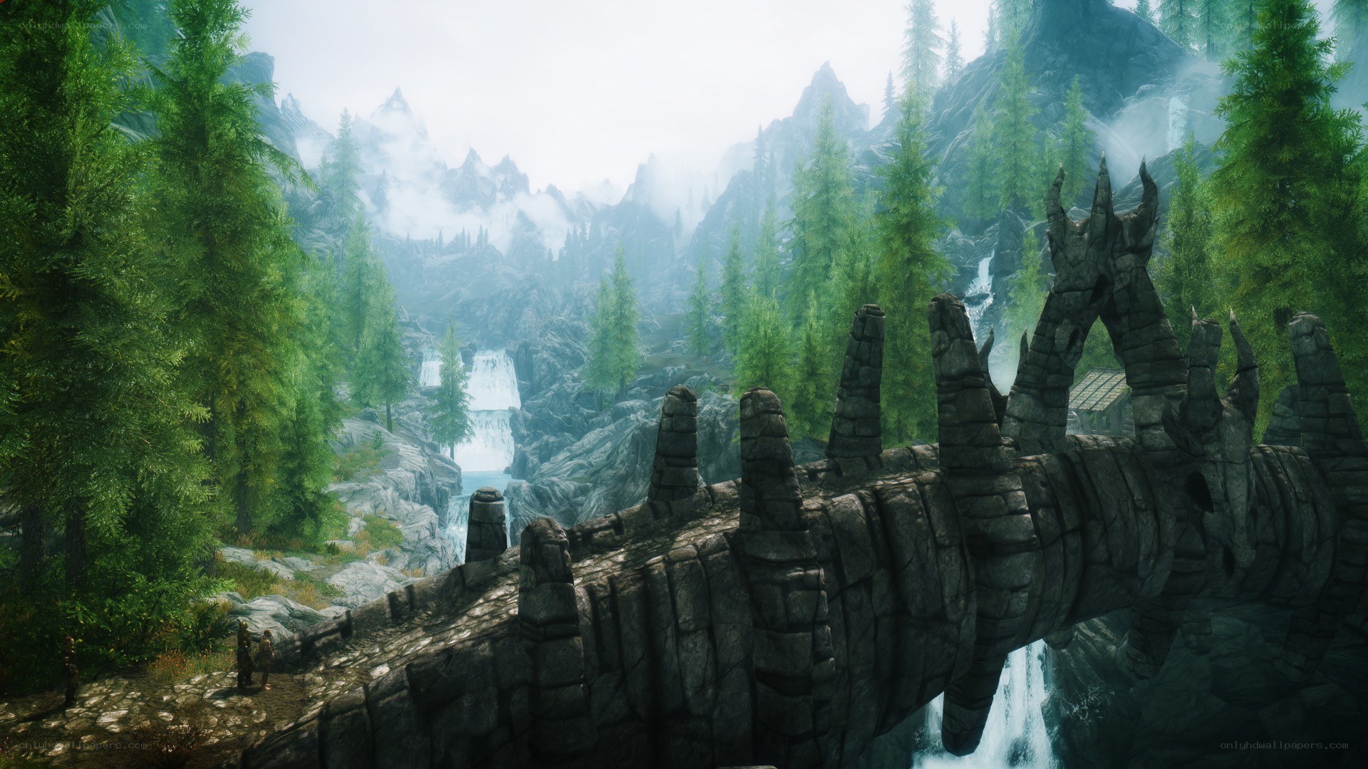 ancient bridge in a mountain valley