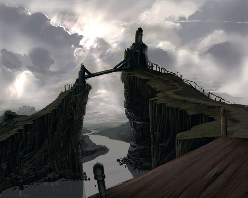 ancient bridge over chasm