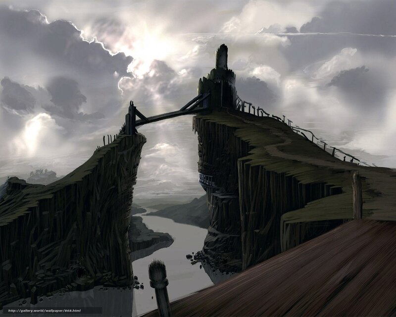 ancient bridge over chasm