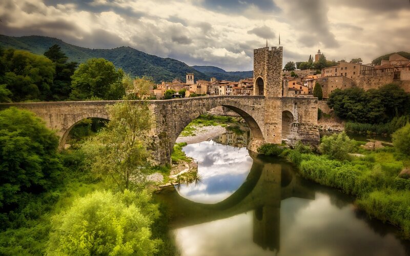 Ancient bridge over river