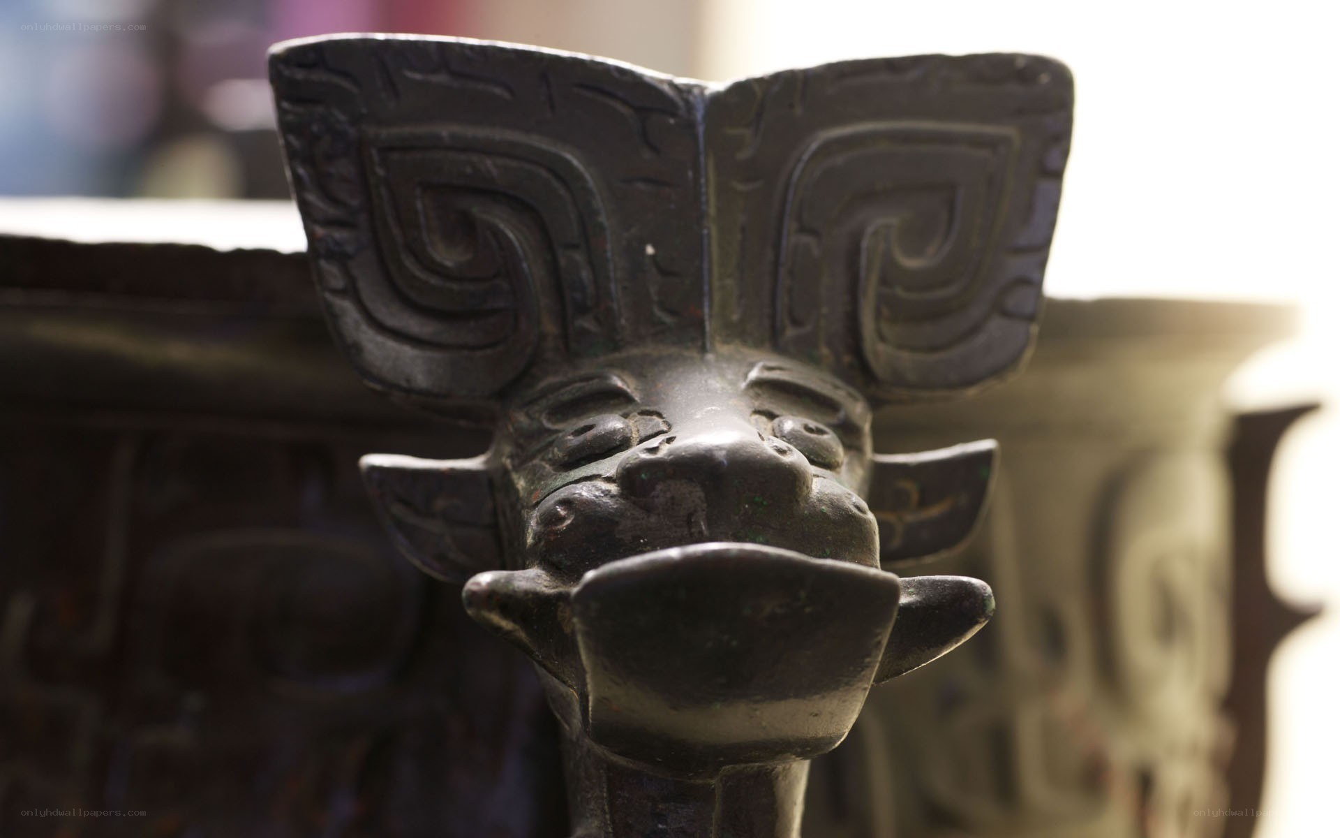 ancient bronze vessel detail