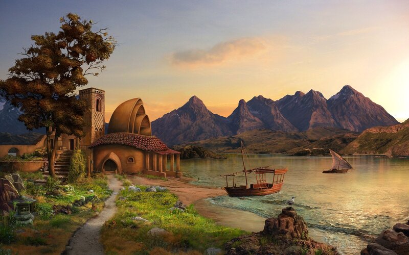 Ancient Building by Lake