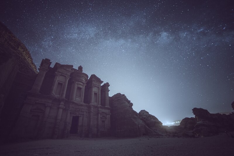 Ancient Building under Stars