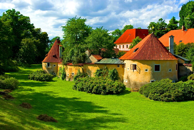 Ancient Buildings in Garden
