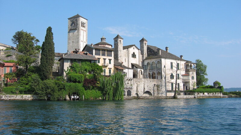 Ancient Buildings on Lake Shore