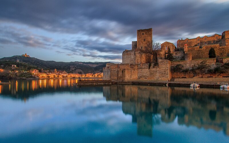 ancient castle at dusk