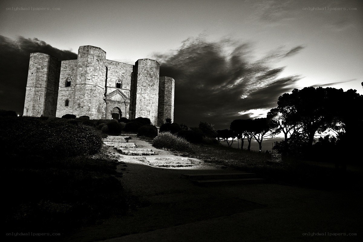 Ancient castle at dusk