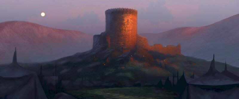 ancient castle at dusk