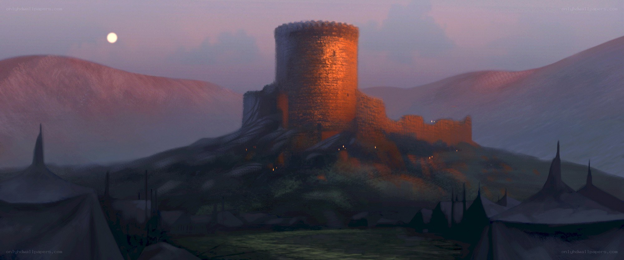 ancient castle at dusk