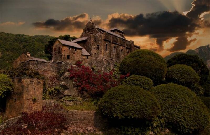Ancient castle at sunset