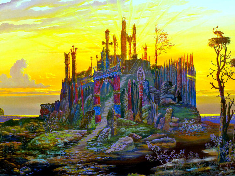 Ancient Castle at Sunset — Yellow