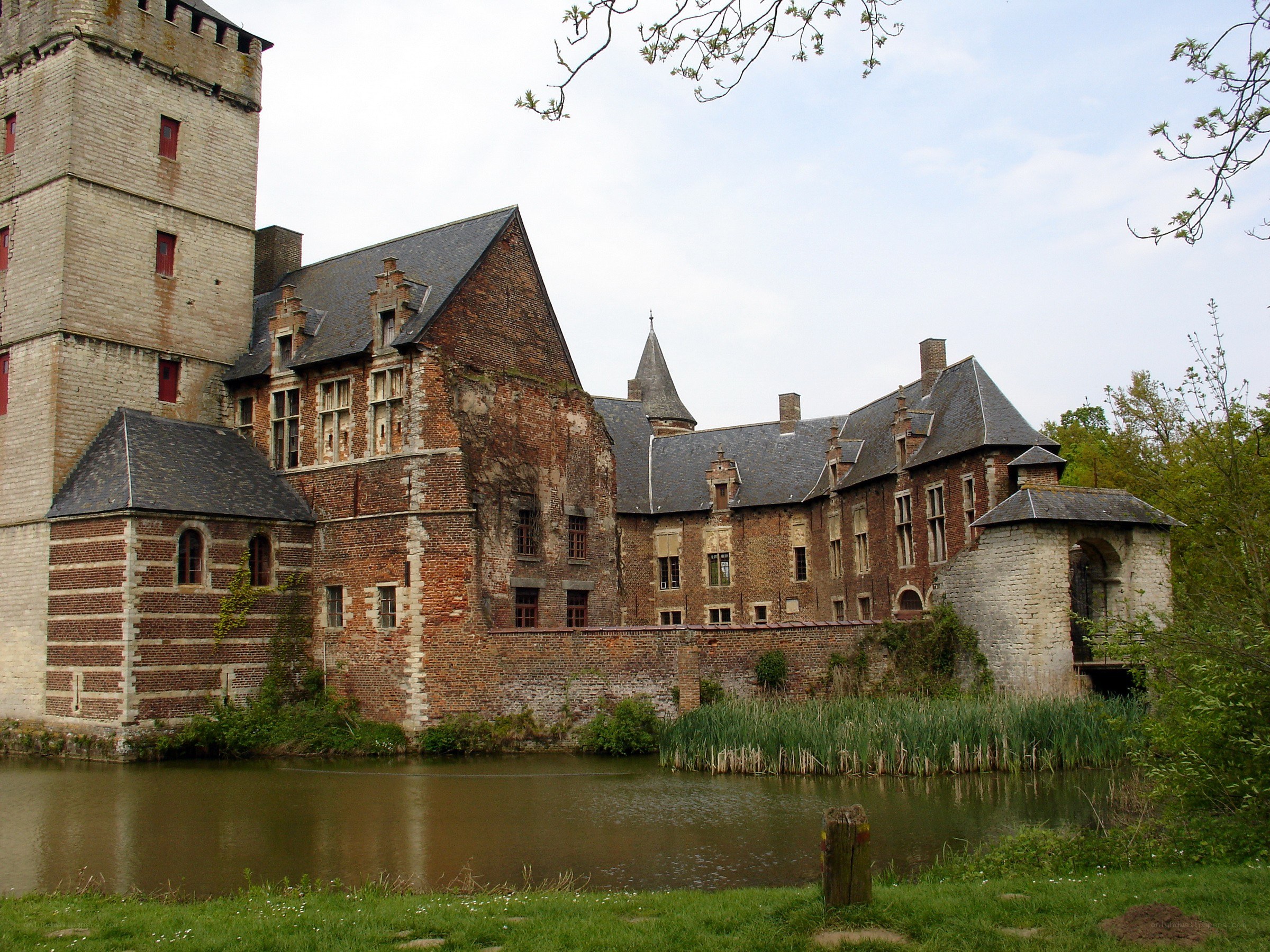 ancient castle by a moat