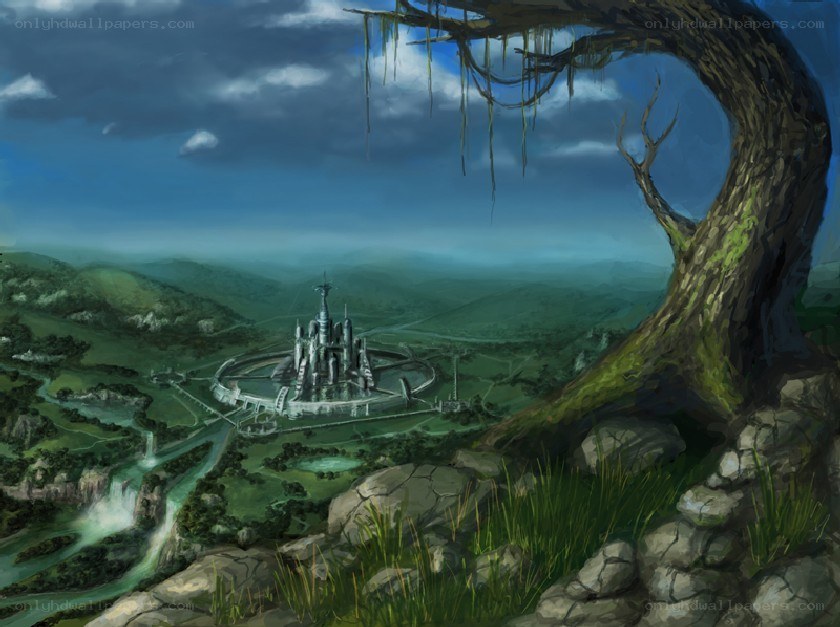ancient castle in a lush valley