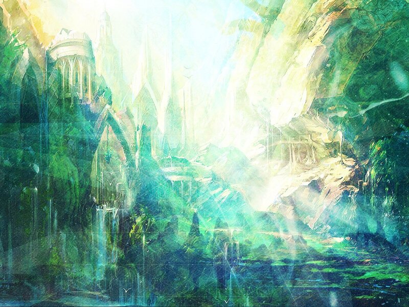 Ancient Castle in Canyon — Green, Ethereal