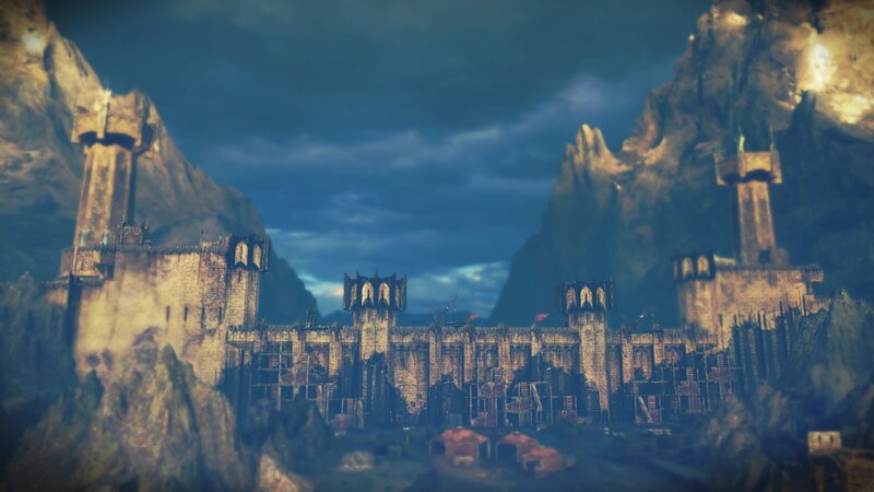Ancient Castle in Mountains — Blue, Dramatic