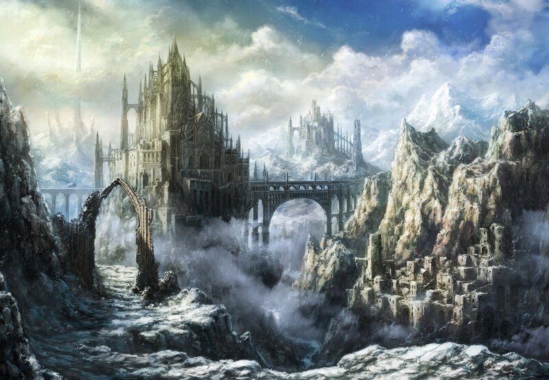 Ancient Castle in Mountains — Blue, Dramatic, Winter