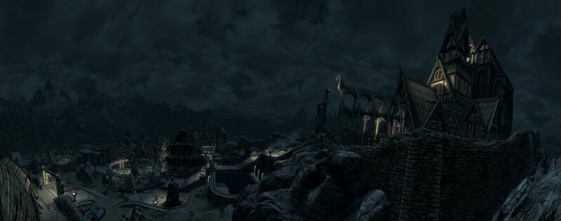 Ancient Castle on Cliff — Black