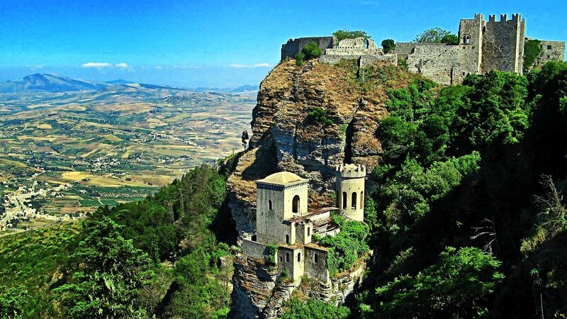 Ancient Castle on Cliff — Blue, Dramatic, Afternoon