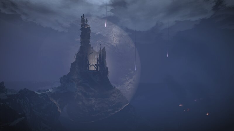 Ancient Castle on Cliff — Blue, Dramatic, Night
