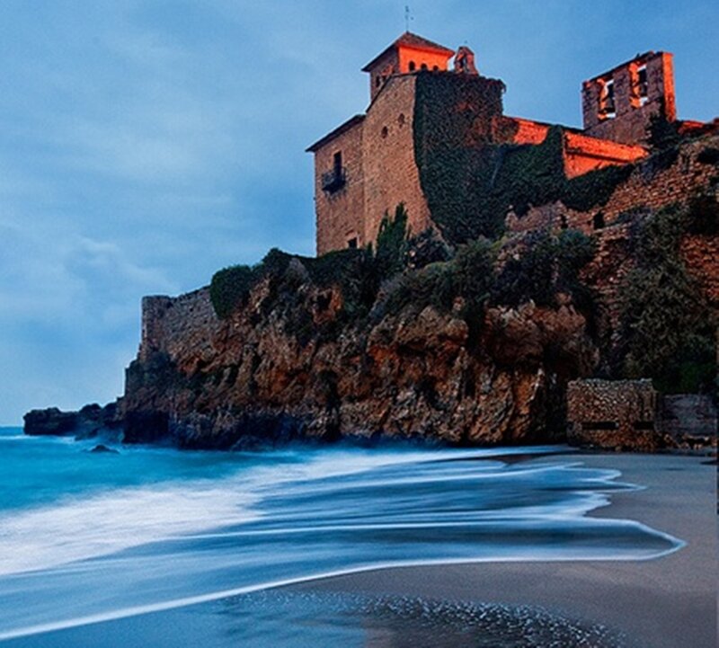 Ancient Castle on Cliff — Blue, Dramatic