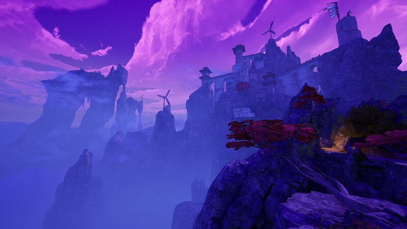 Ancient Castle on Cliff — Purple