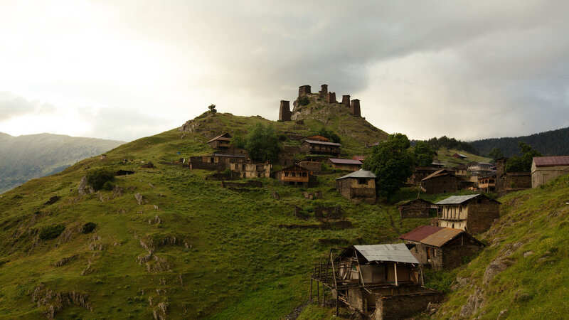 Ancient Castle on Hill — Green, Dramatic, Afternoon