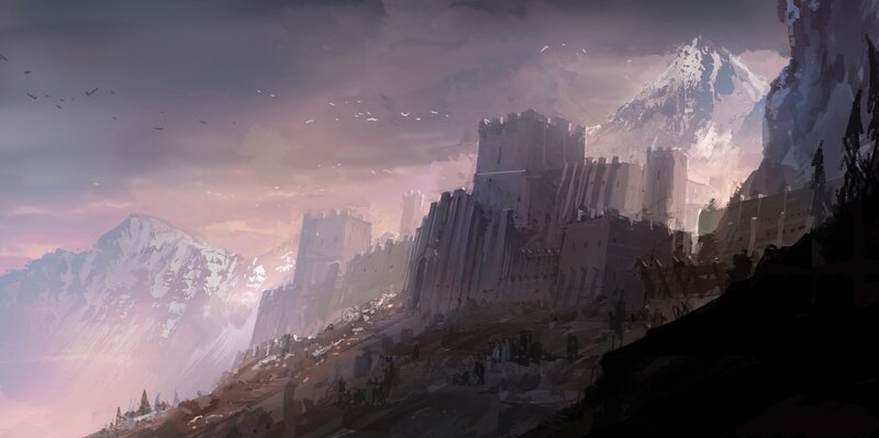 Ancient Castle on Mountain — Purple