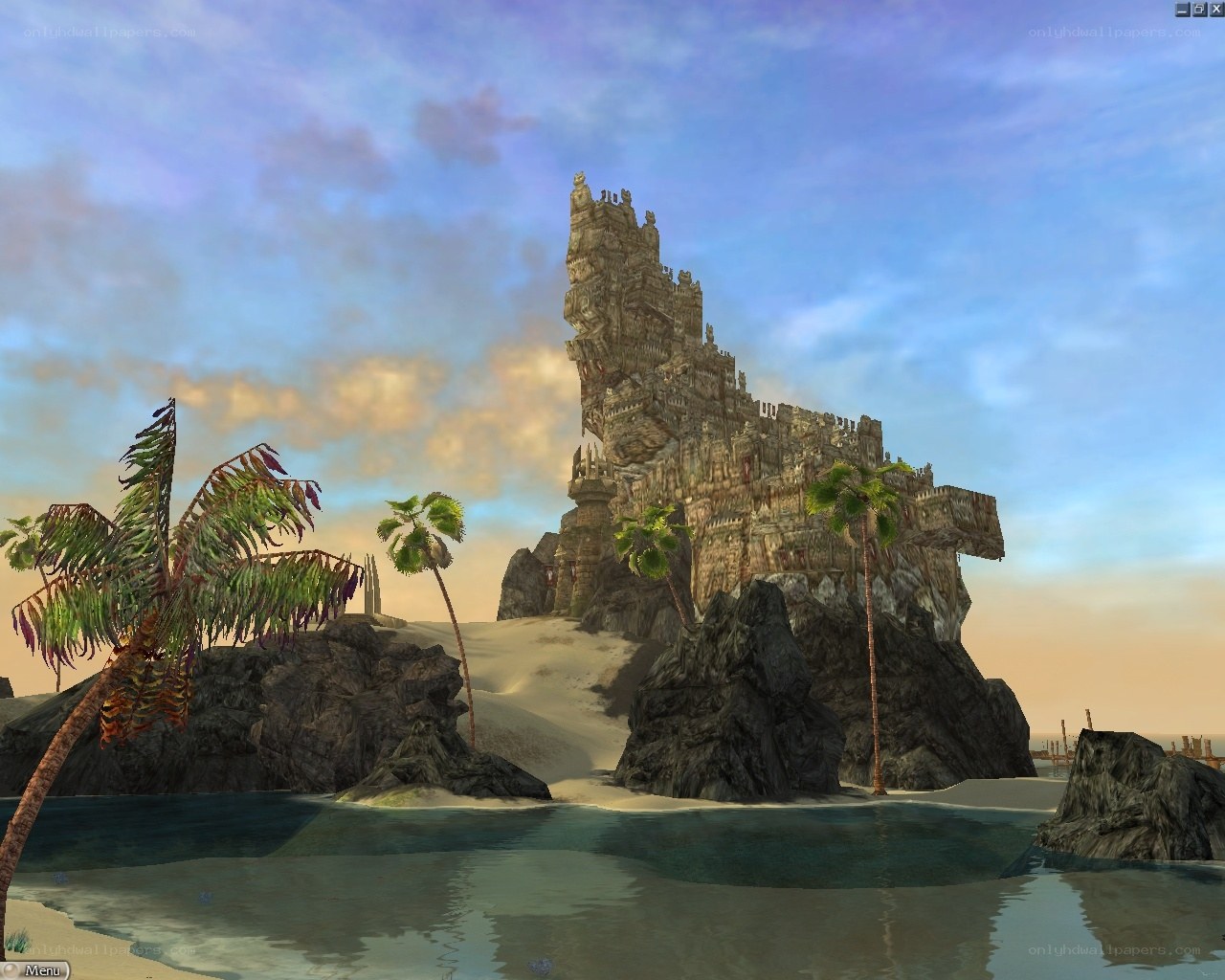 ancient castle on tropical island