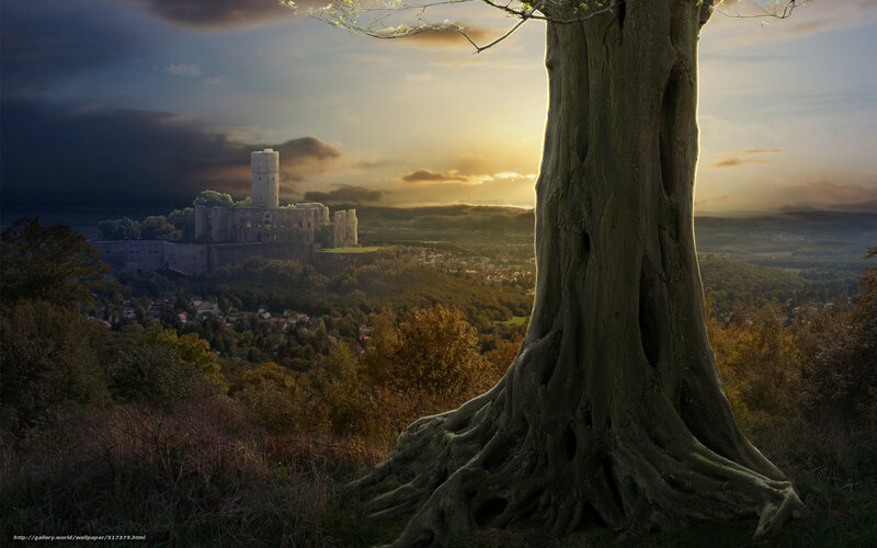 Ancient Castle Ruins — Green, Dramatic, Sunset