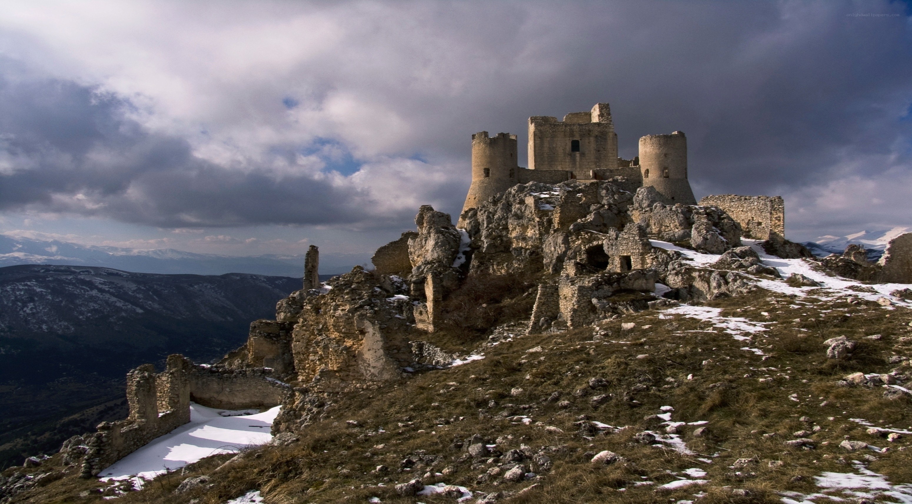 Ancient castle ruins on a mountain