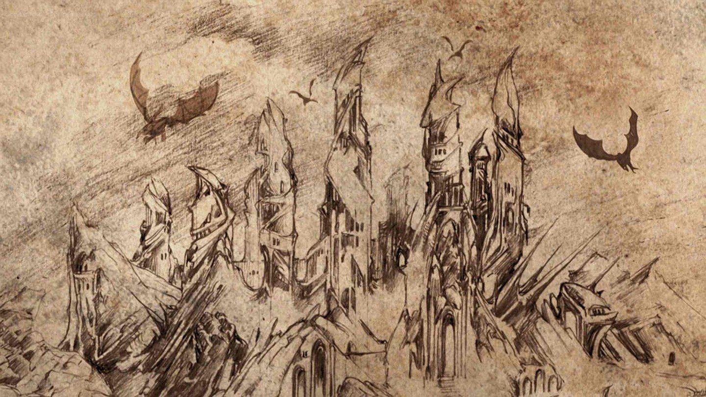 ancient castle ruins sketch