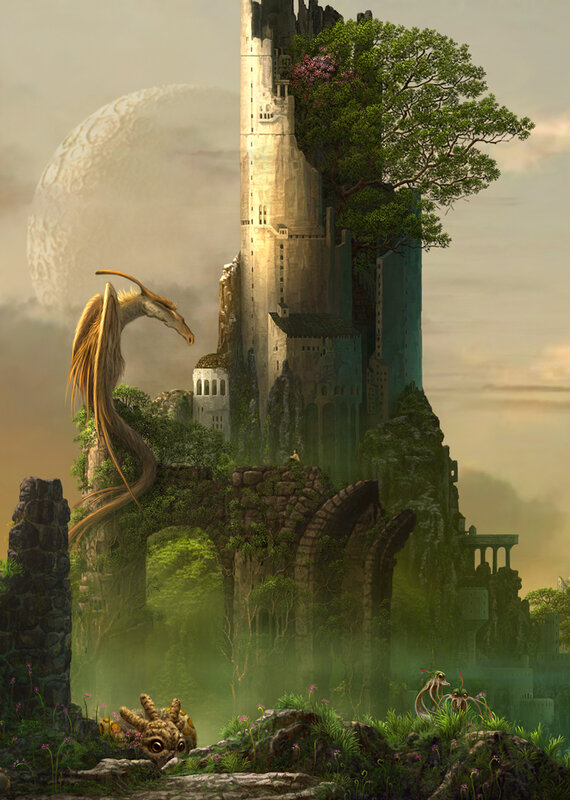 Ancient castle with dragons