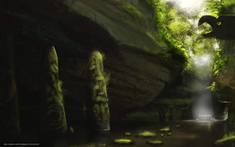 ancient cave with stone pillars