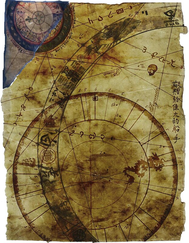 ancient celestial map with Chinese characters