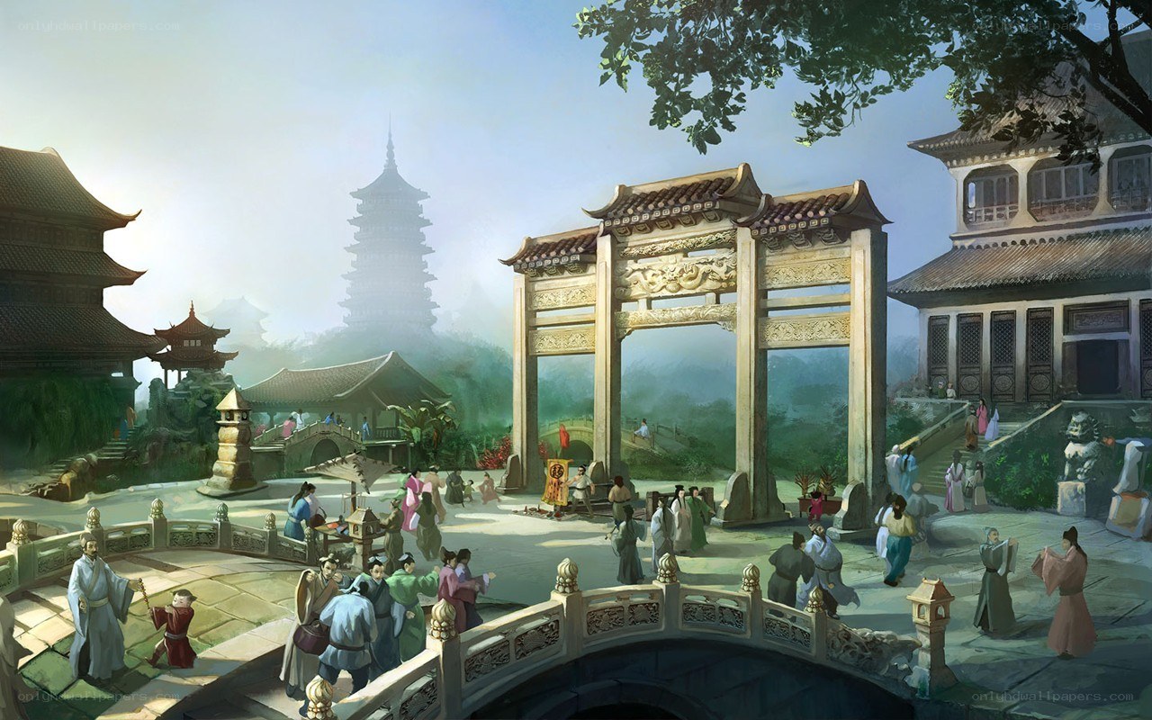 Ancient Chinese city scene